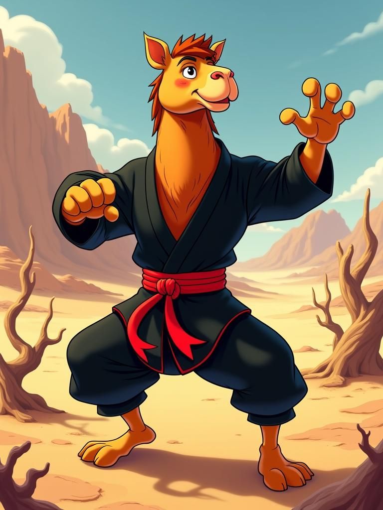 Martial Arts Camel in Traditional Kung Fu Attire