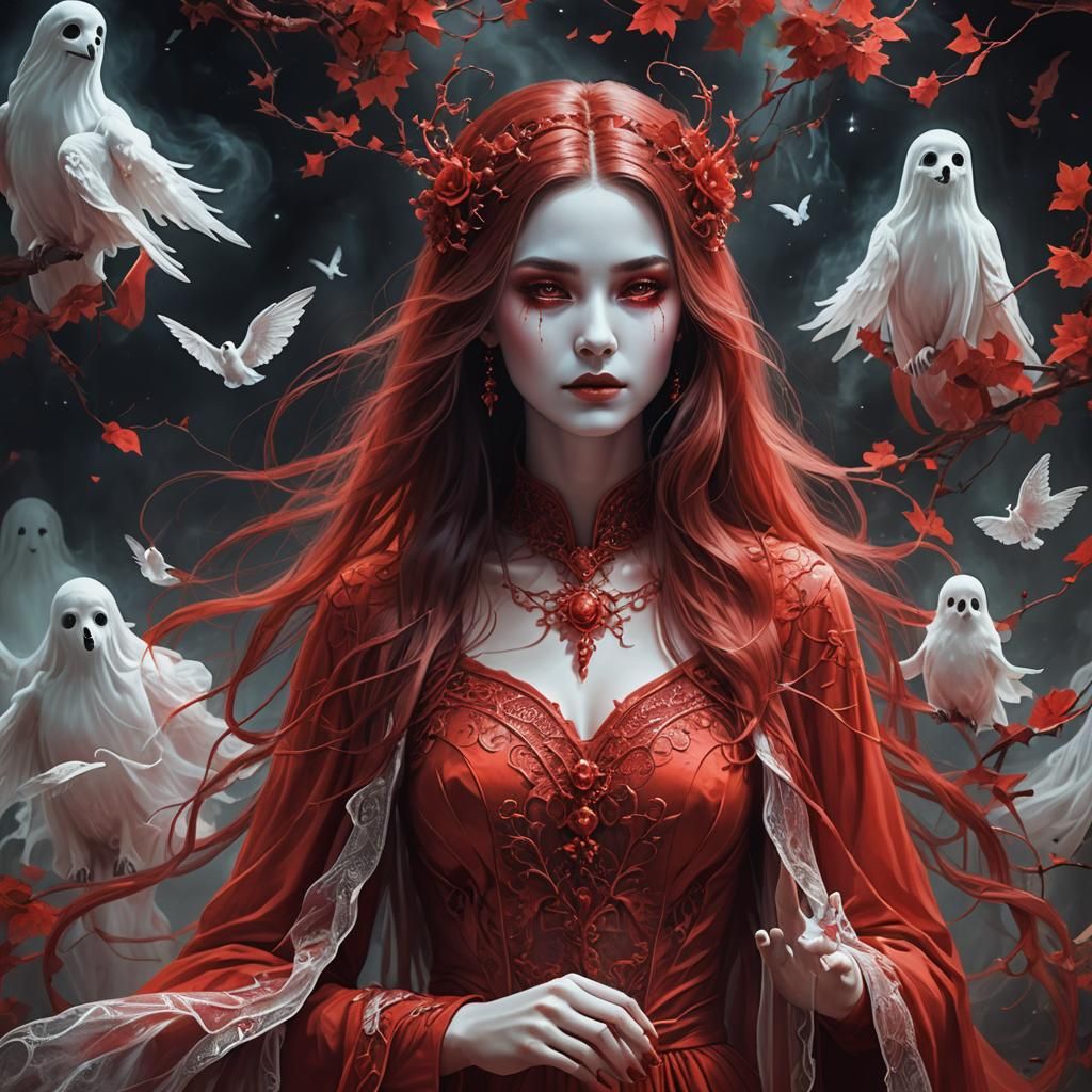 Ethereal Red Siren Unveiled in Magical Grandeur