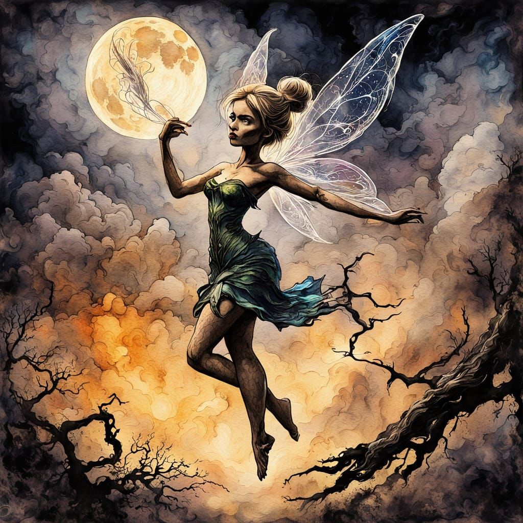 Surreal Storm Goddess in Dark Fantasy Style