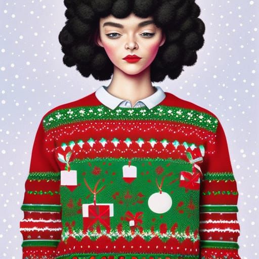 Fashionable Christmas Sweater in Futuristic 3D Render