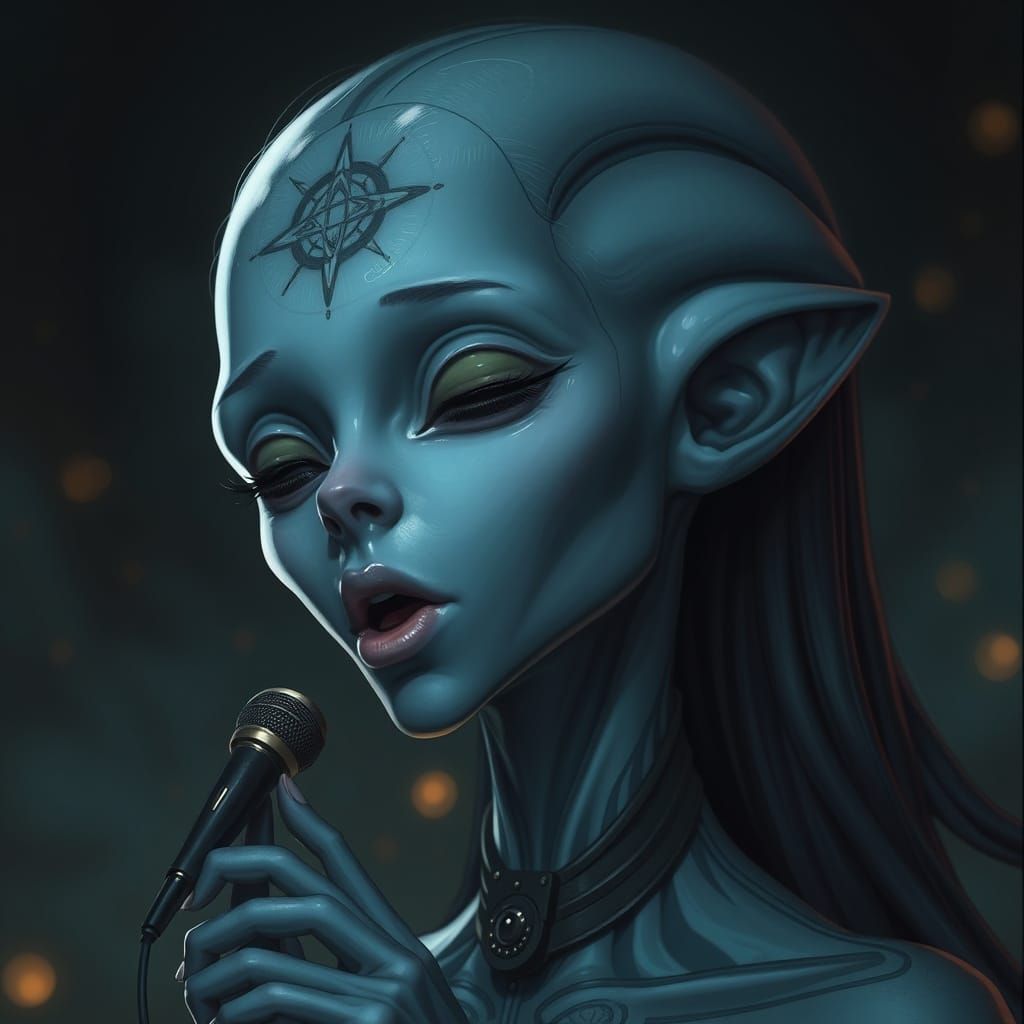 Alien Singer in a Futuristic Mystic Aesthetic