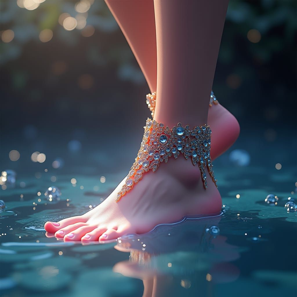 Fantasy Anklet Goddess in Dreamy Iridescent Mist