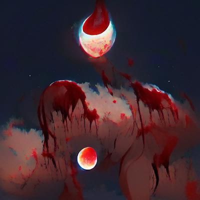 Mysterious Bloody Moonlit Night Scene