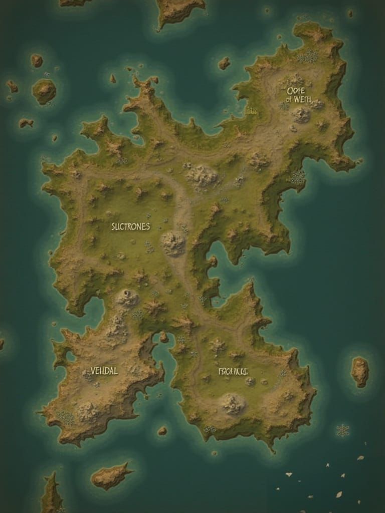 Fantasy Map with Five Unique Biomes as Digital Art