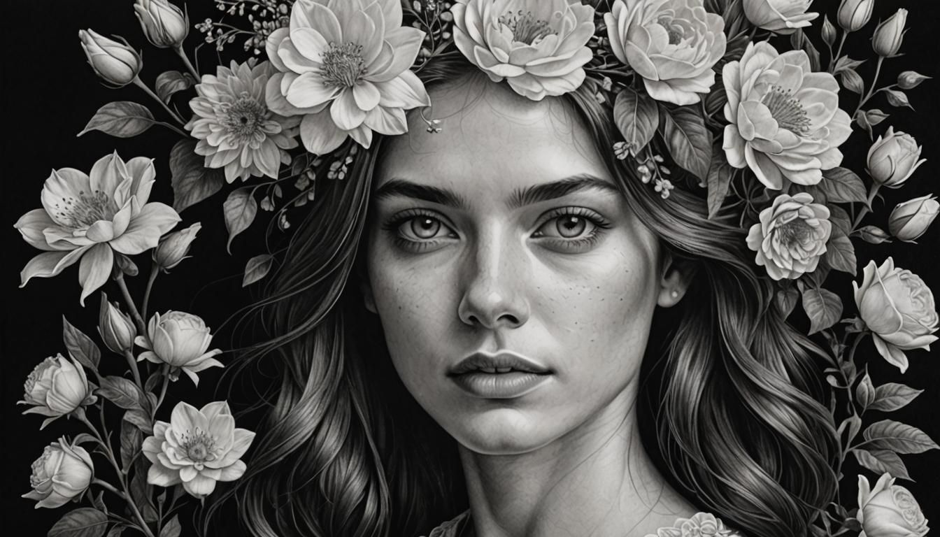 Hyper Detailed Portrait of a Young Woman in Shadows