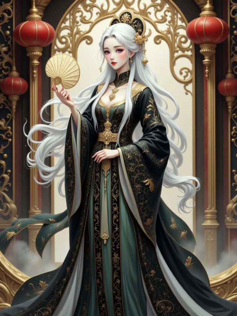 Elegant Woman in Chinese Robe, Donghua Style