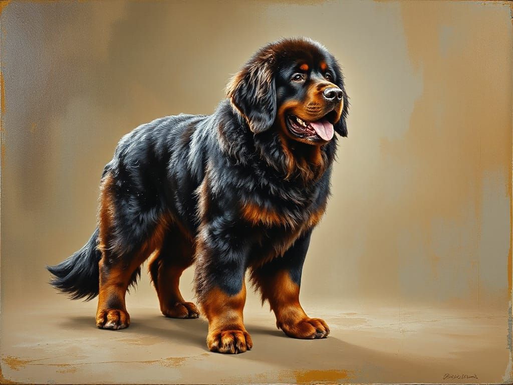 Oil Painting of a Newfoundland Dog