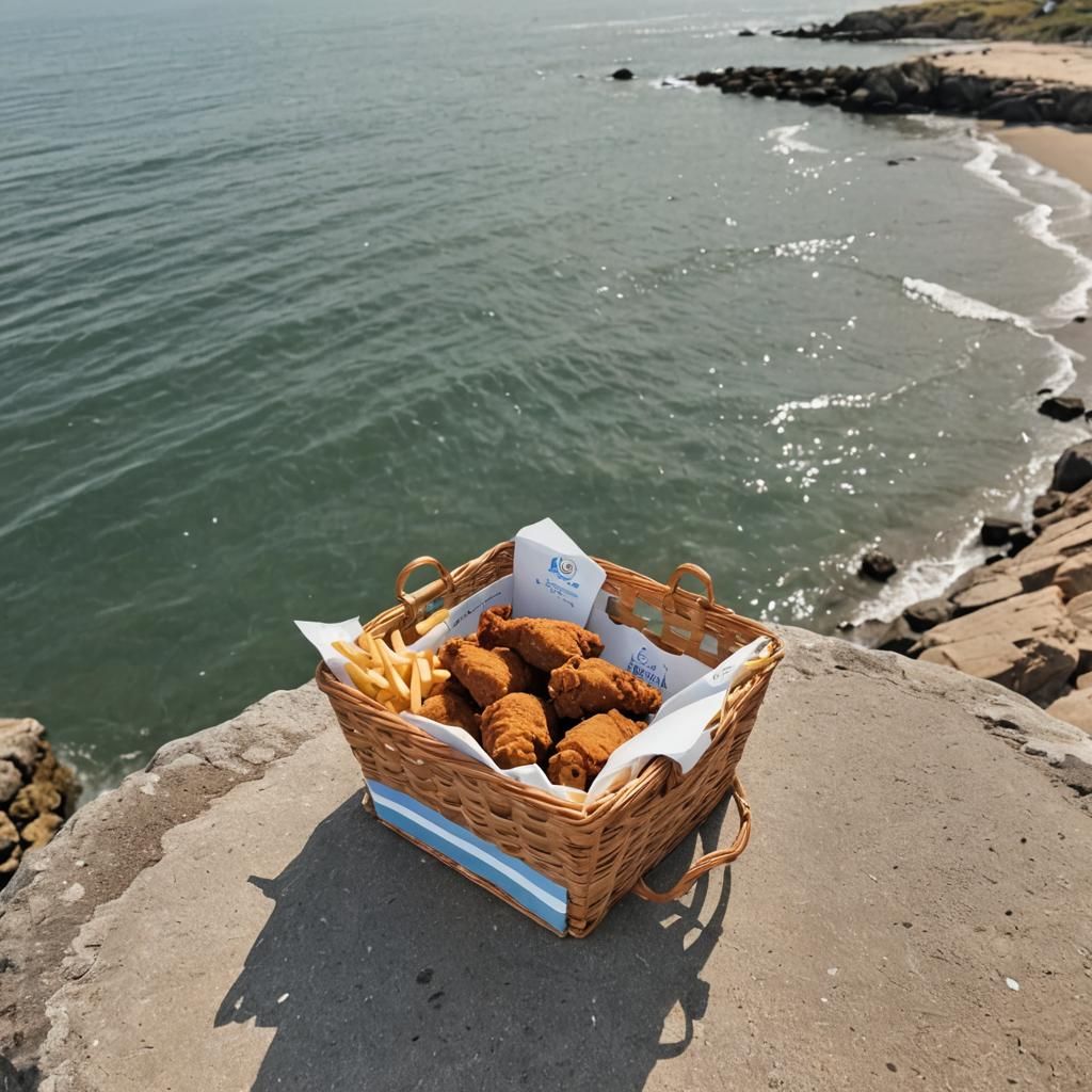 Gourmet Picnic Scene by the Seaside