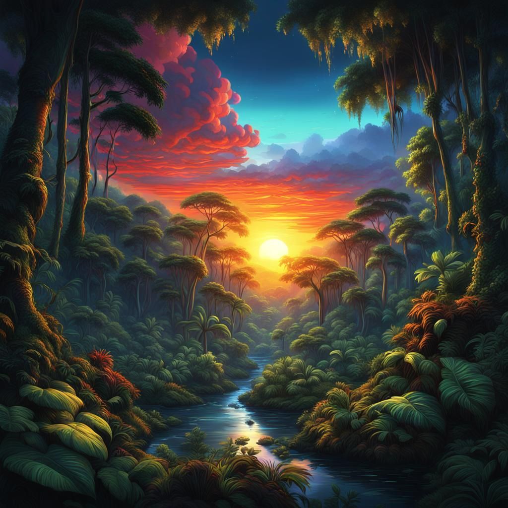 Surreal Sunset Illuminates Pristine Rainforest