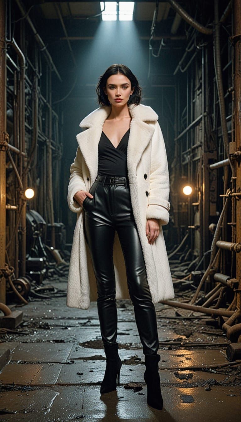 Elegant Woman Dominates Industrial Setting