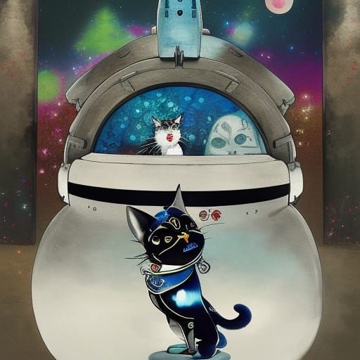 Cute Cat in Dystopian Biopunk Style