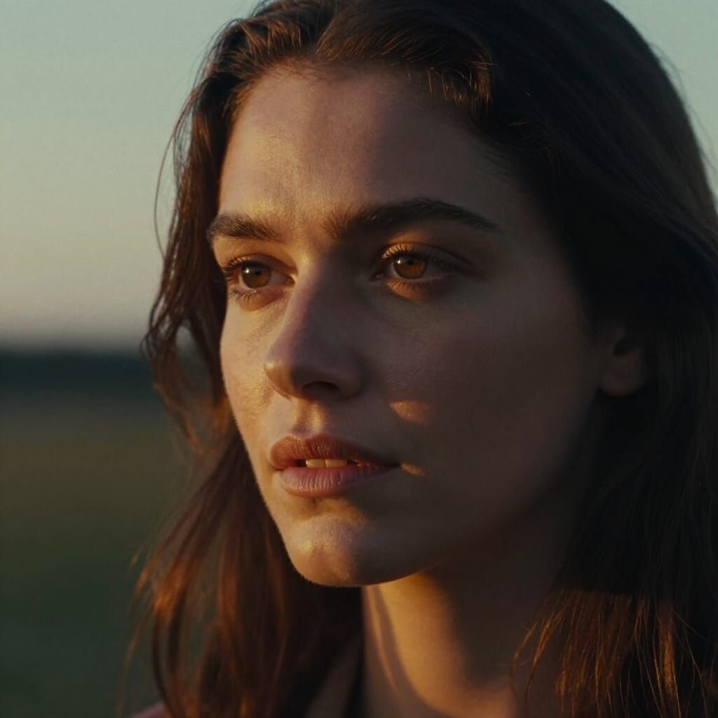 Woman's Face in Golden Hour Light