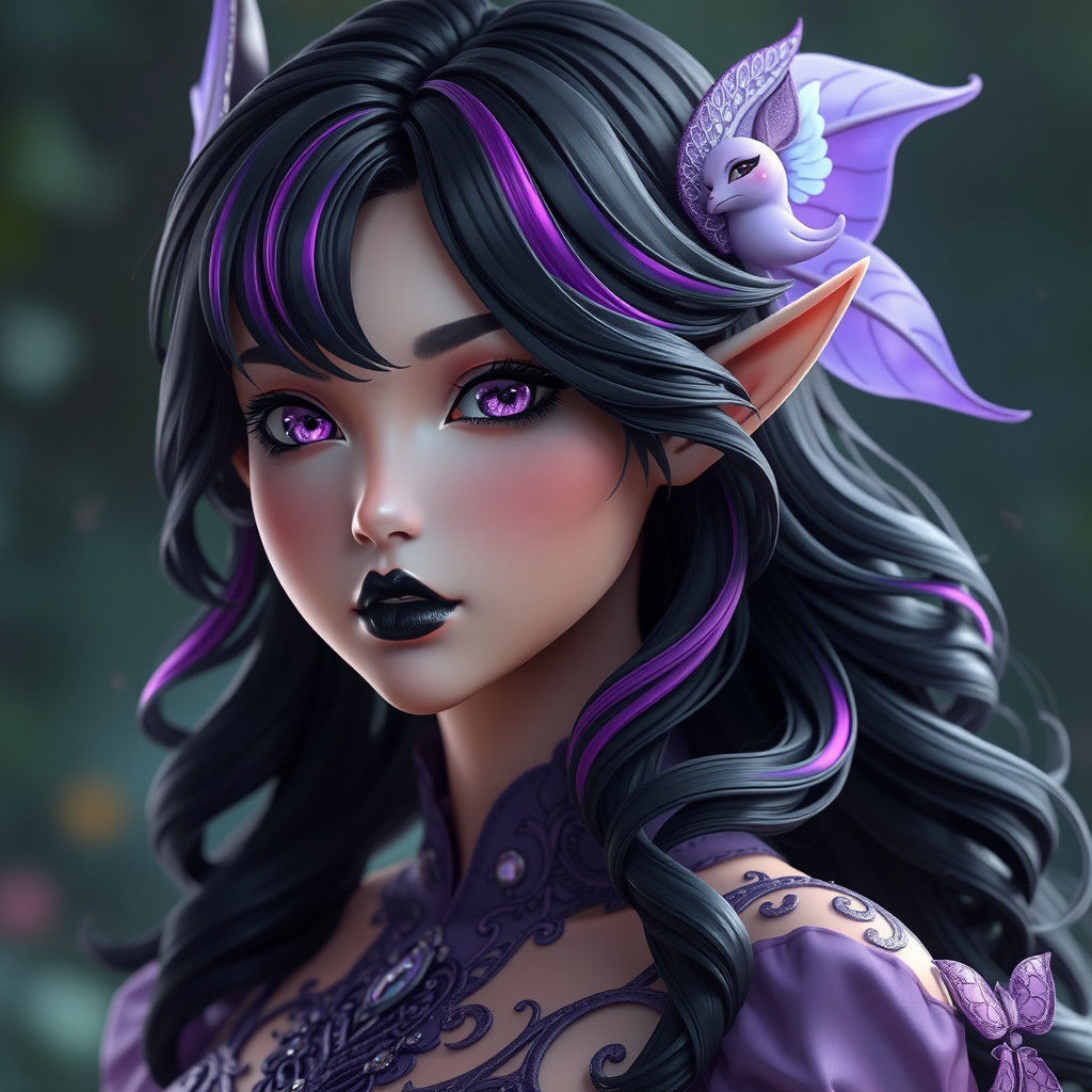 Fae Goddess in Vibrant Purple Attire