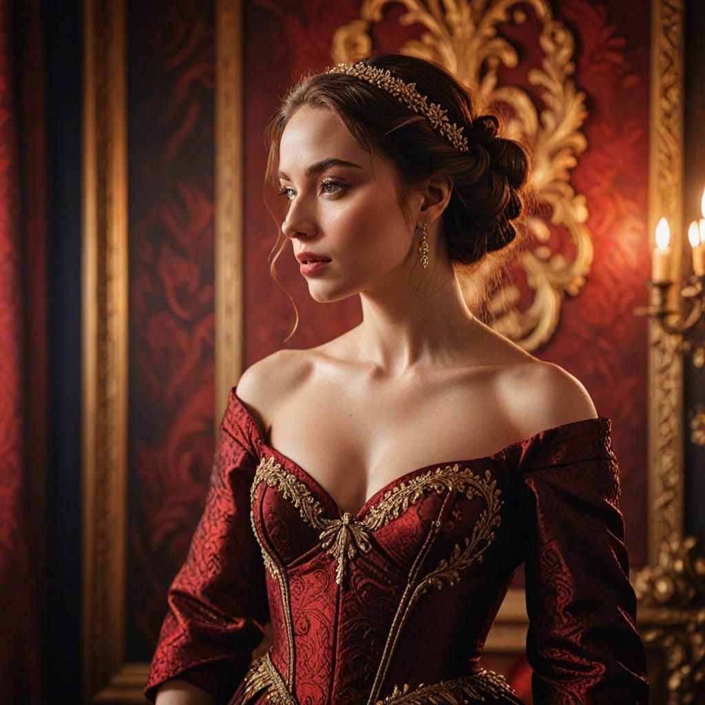 Baroque Woman in Dramatic Studio Lighting