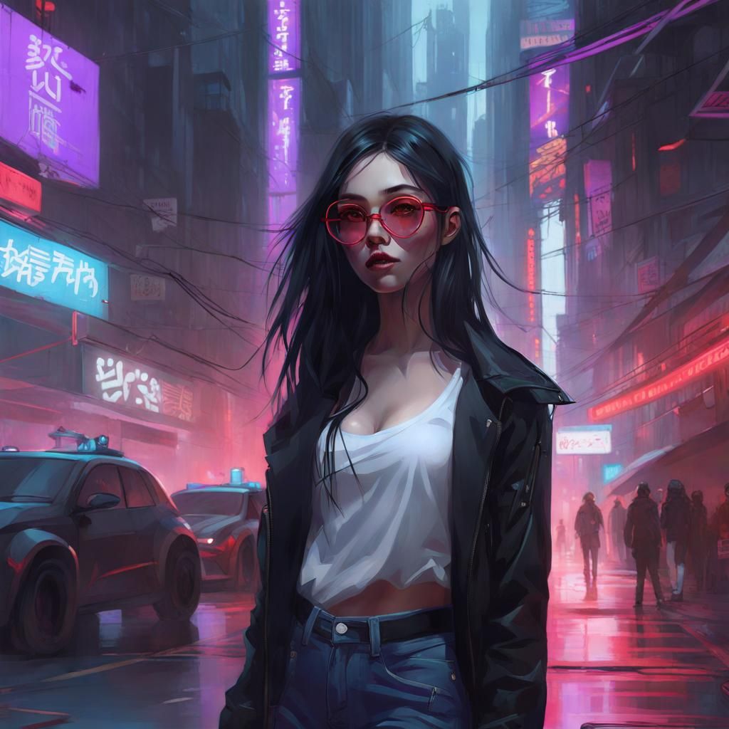 Cyberpunk Goddess in Neon Splendor