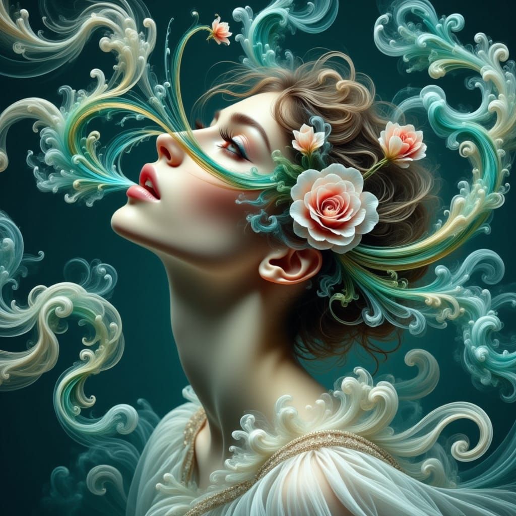 Ethereal Woman with Tentacles in Surrealist Style
