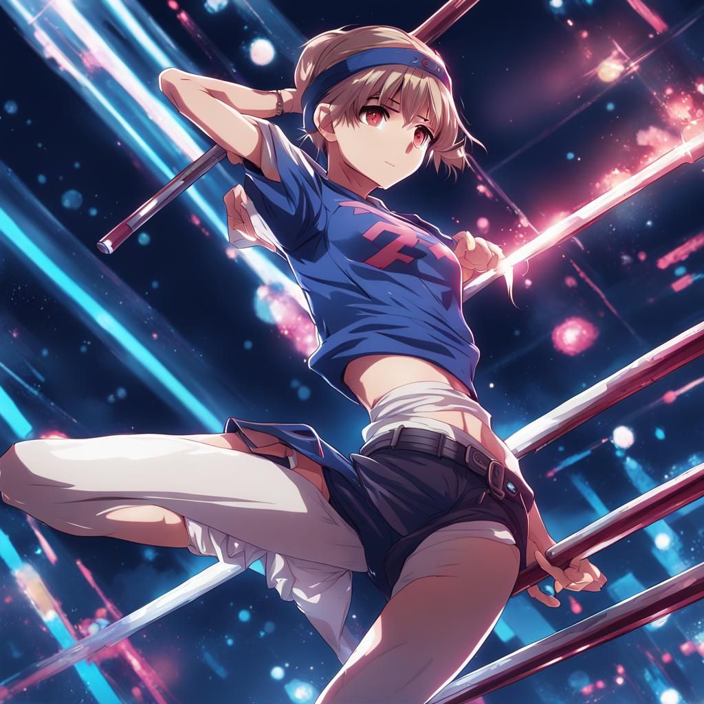 Girl in a Tight Anime-Inspired Pole Dancing Outfit with Intr...