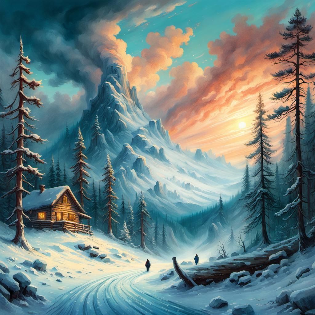 Awe-Inspiring Blizzard Scene in Romantic Naturalism Style