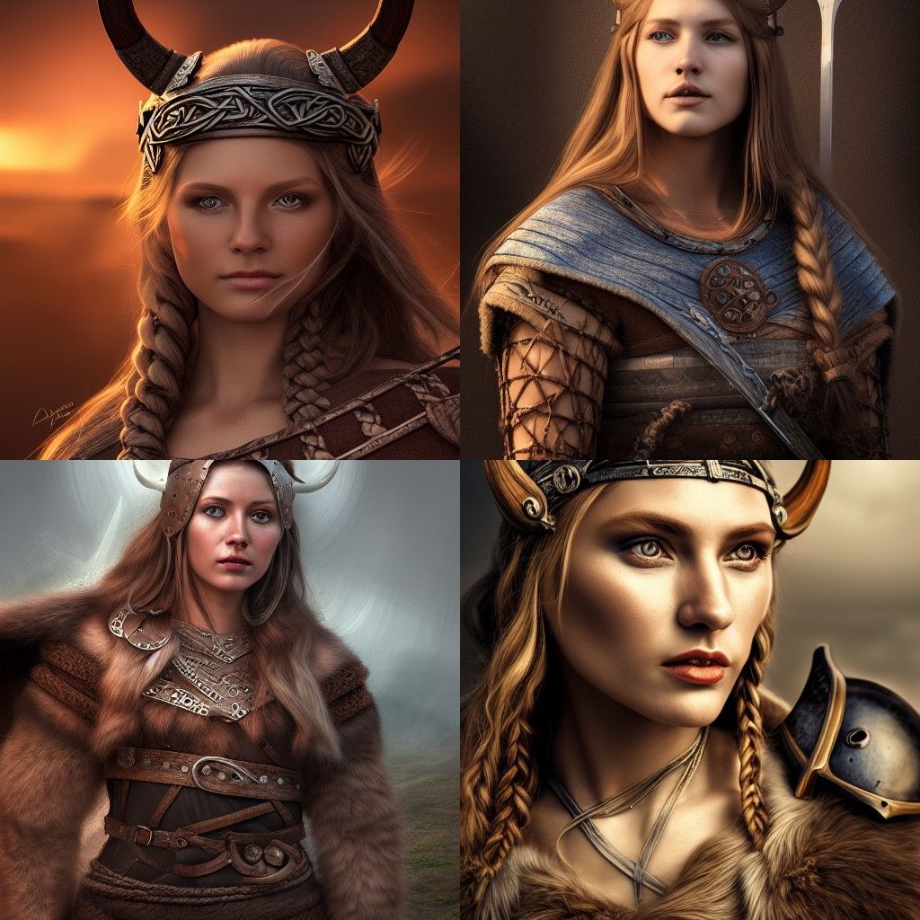 Hyperrealistic Viking Goddess in Modern Hyperdetail