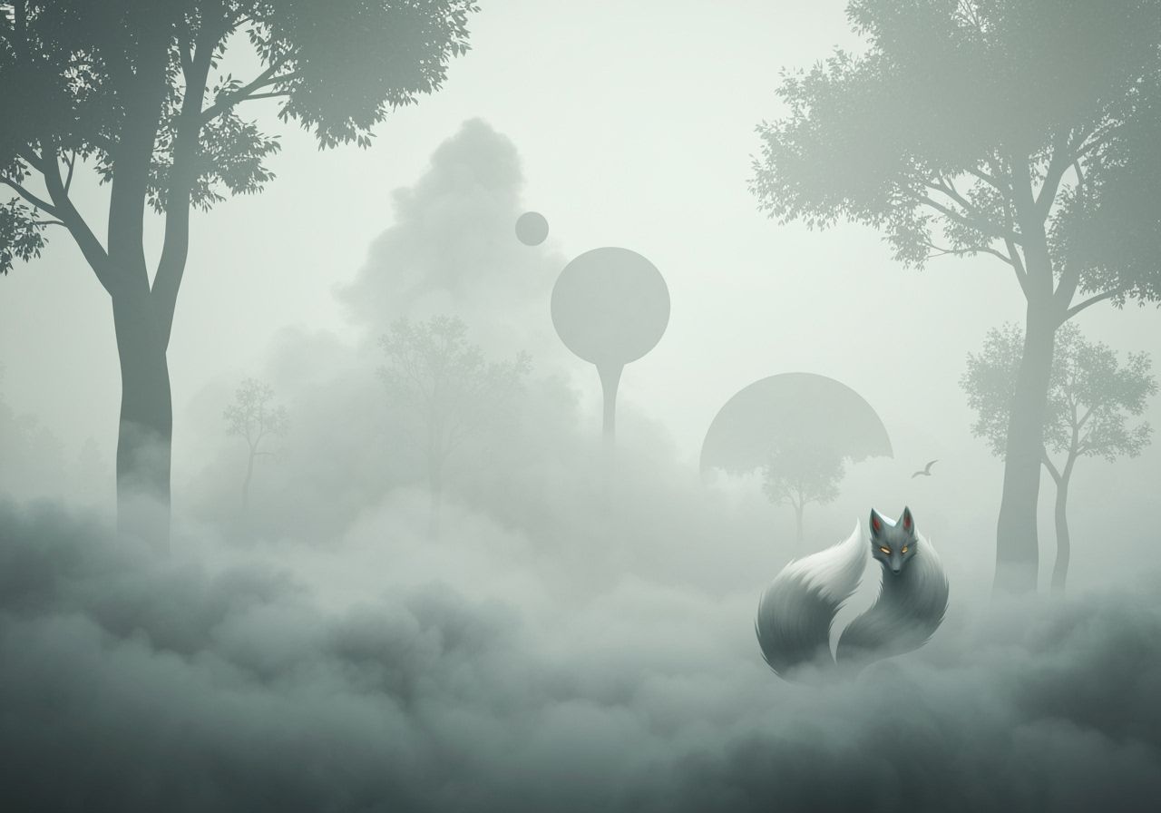 Surreal Fog Forest with Kitsune Tail