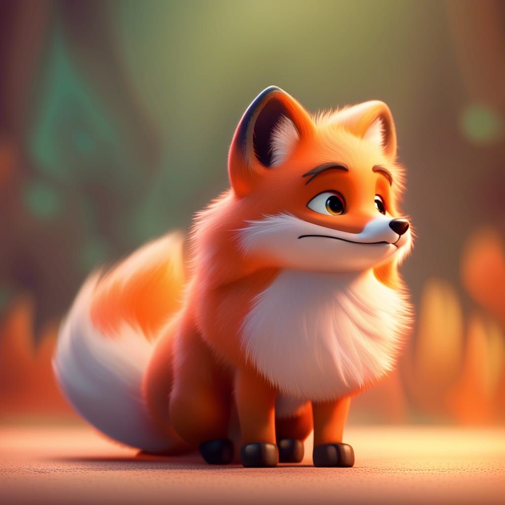 Pixar-Inspired Cute Fox in Vibrant 3D