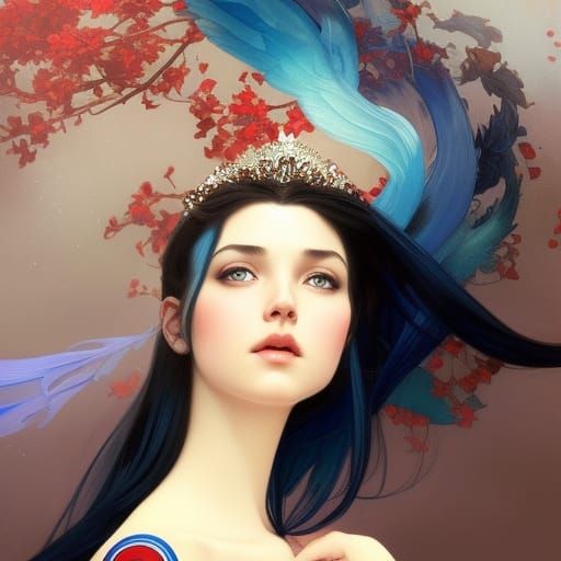 Dreaming Princess Portrait in Gouache Style