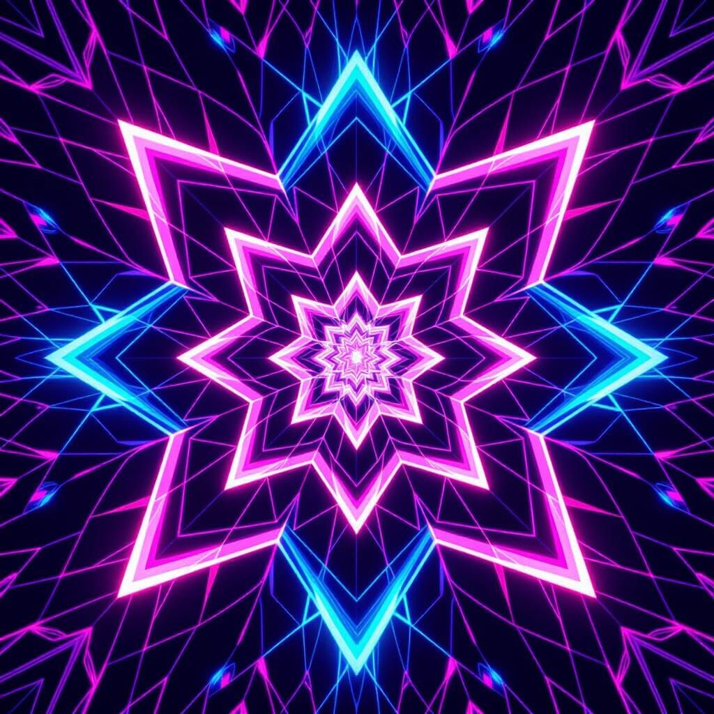 Vibrant Neon Fractal Art with Infinite Depth