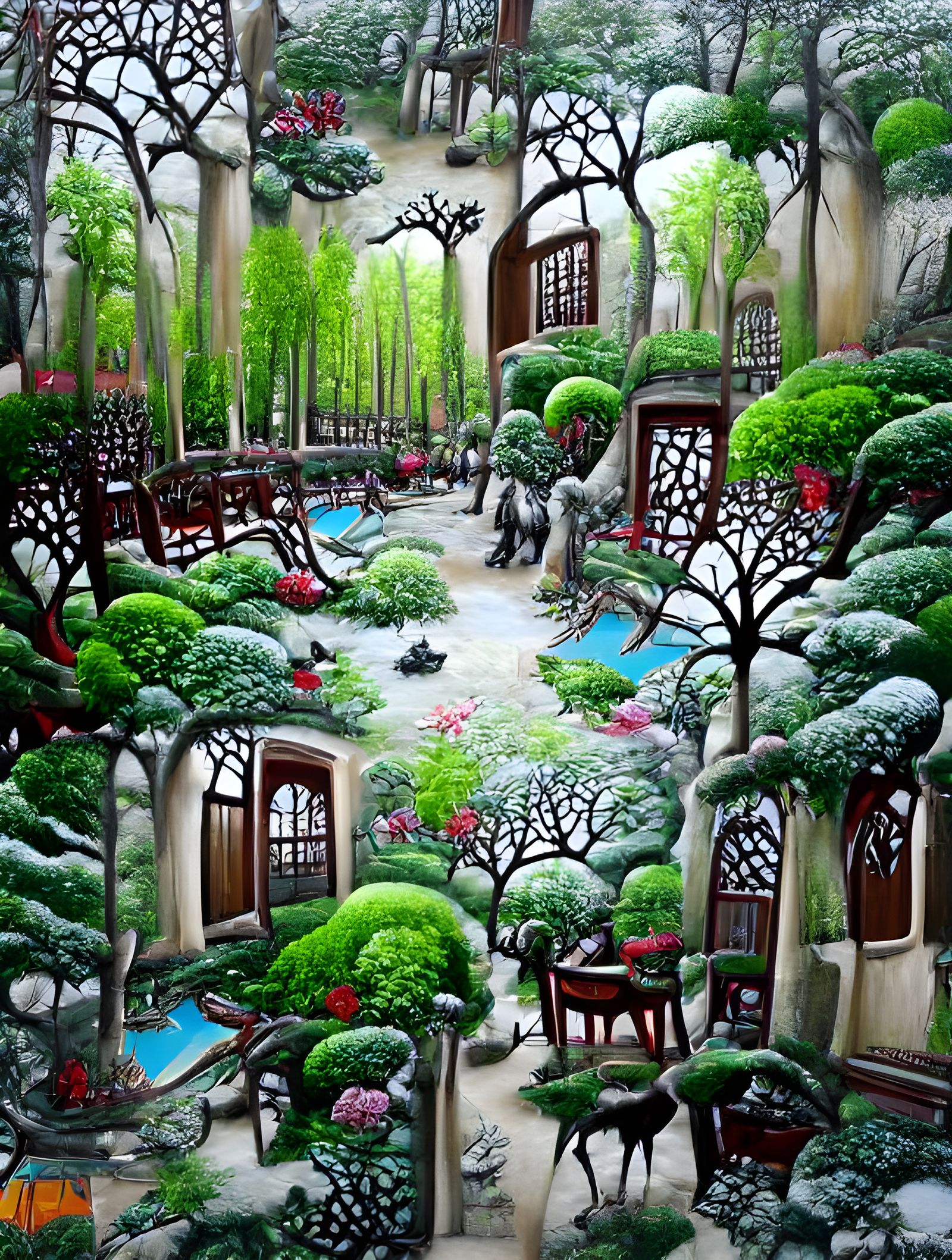 Enchanting Garden Courtyard in Lavish Detail
