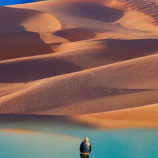 Desert mirage scene with Oasis