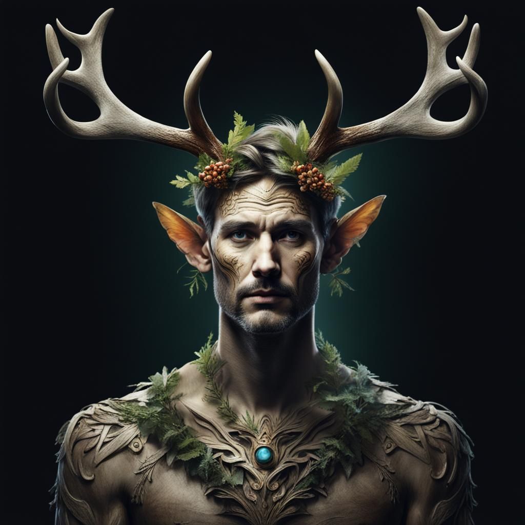 Majestic Fairy Gentleman with Human Features and Antlers