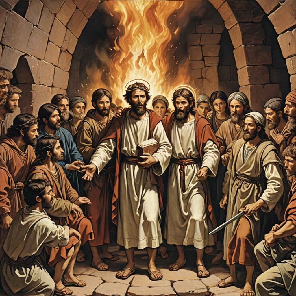 Biblical Scene Depicted in Surreal Flames