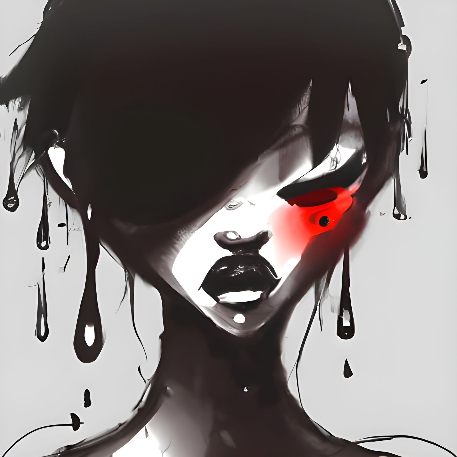 Gothic Beauty with Bloody Tear