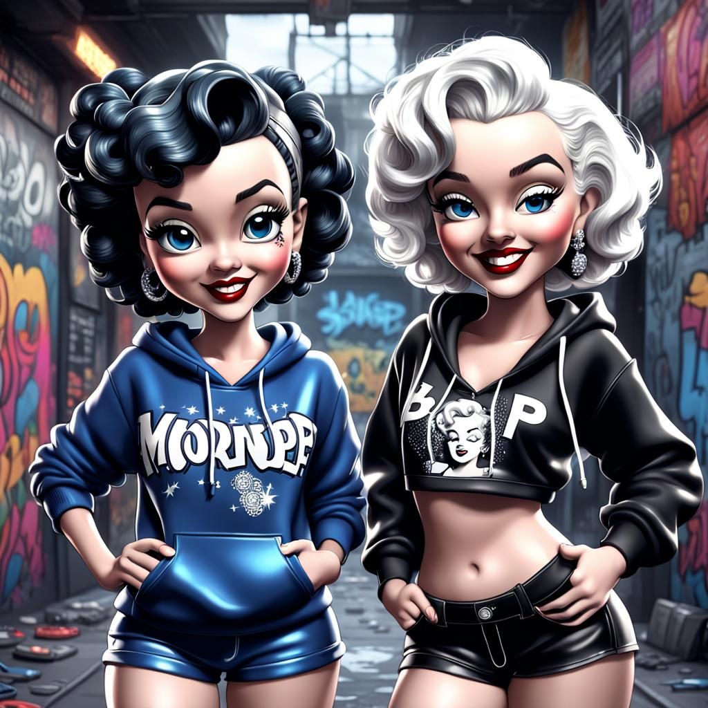 Betty Boop and Marilyn Monroe in Hip Hop Attire