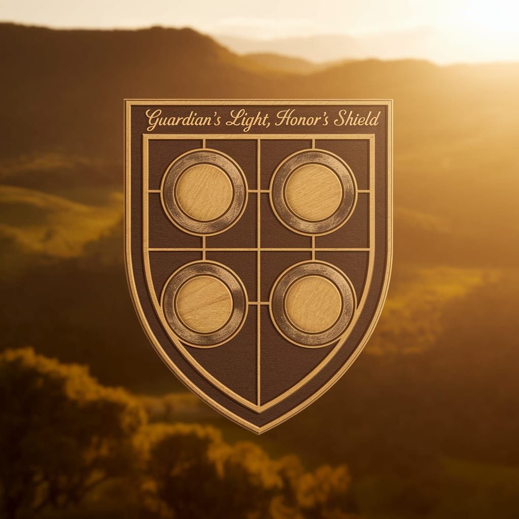 Family Crest Illuminated by Warm Sunset Light