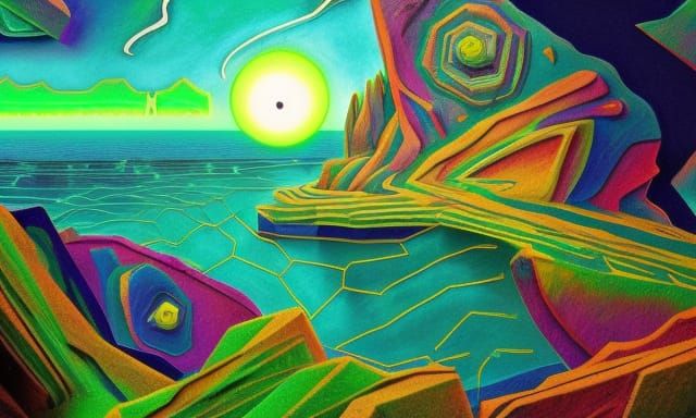 Post-Apocalyptic Coastal Landscape in Vibrant Colours