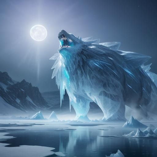 Ethereal Ice Spirit Rises Above Frozen Lake