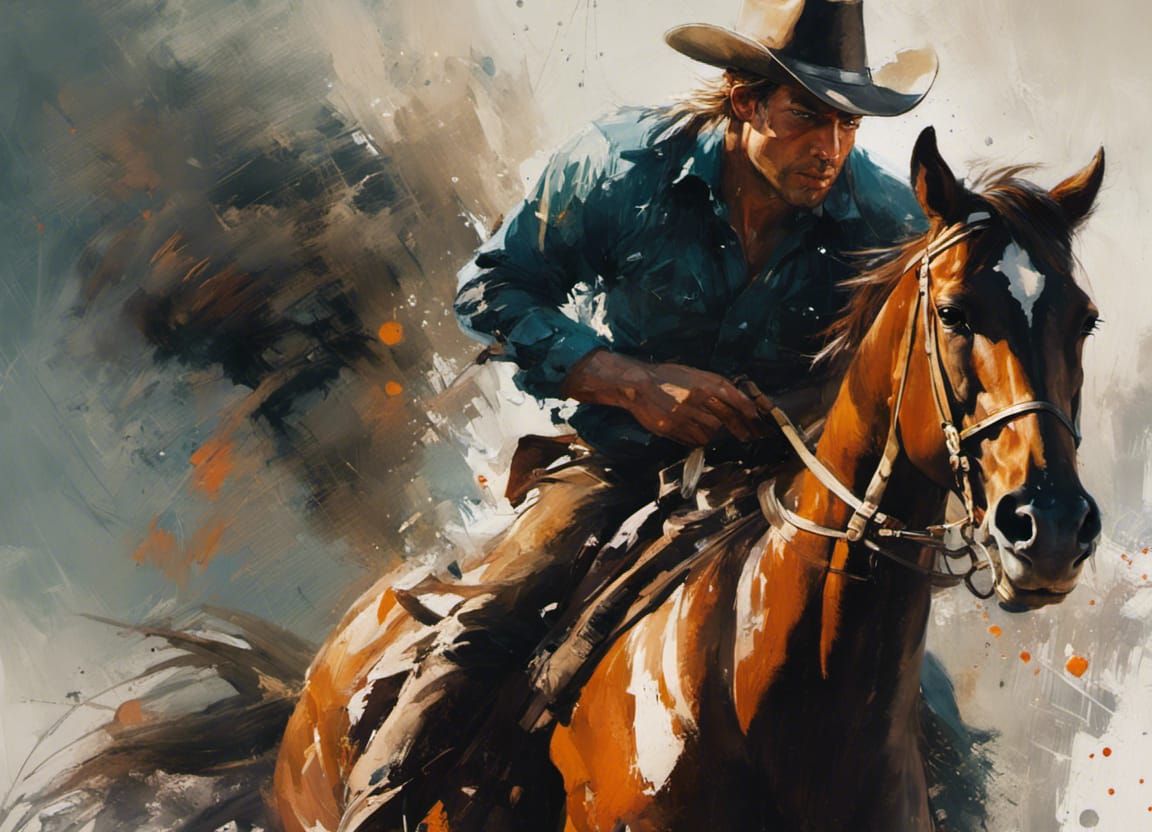 Expressive Cowboy Portrait in Speedpaint Style