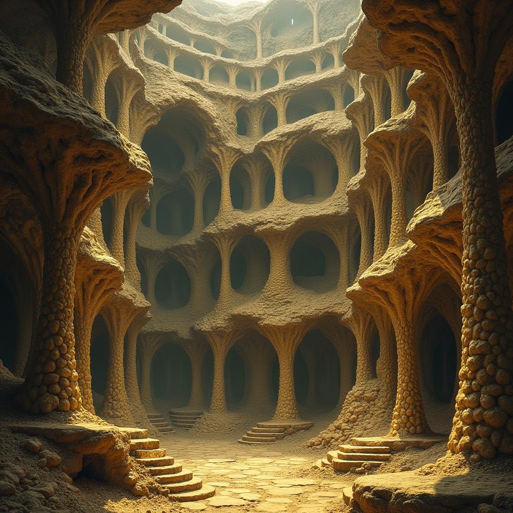 Surreal Architecture in a Honeyed Realm