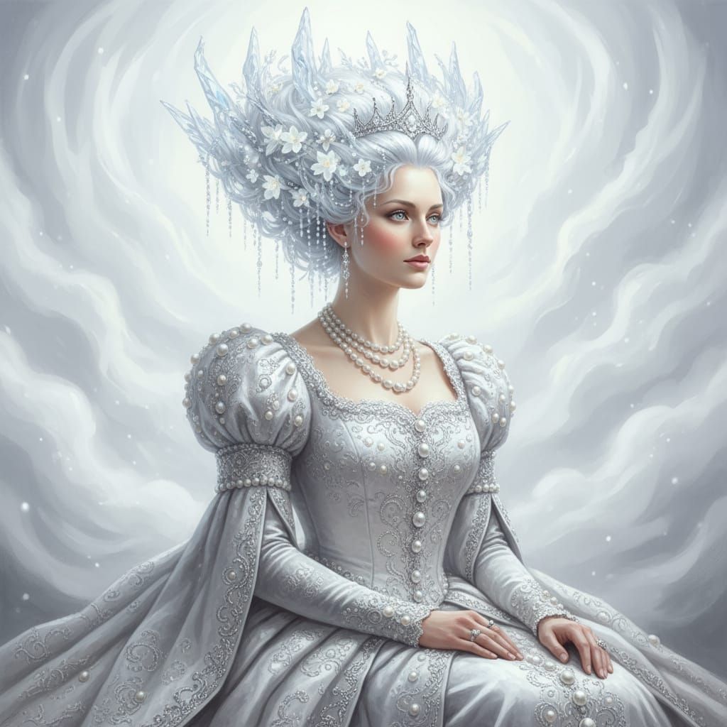 Icy Queen Portrait in Historical Realism Style