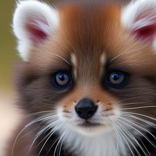 Adorable Red Panda Kitten, Fluffy and Cute