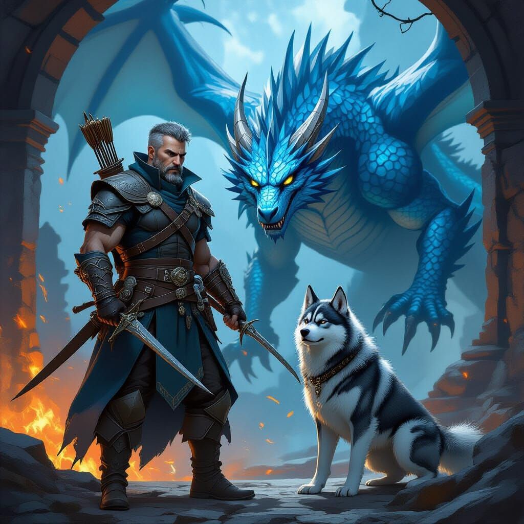 Rogue and Husky Face Dragon in Dark Fantasy Art