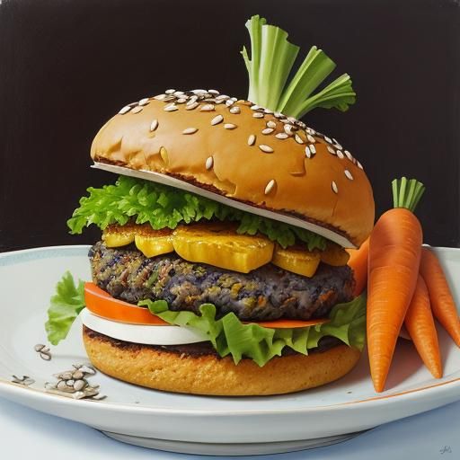 A banana and carrot burger with seeds