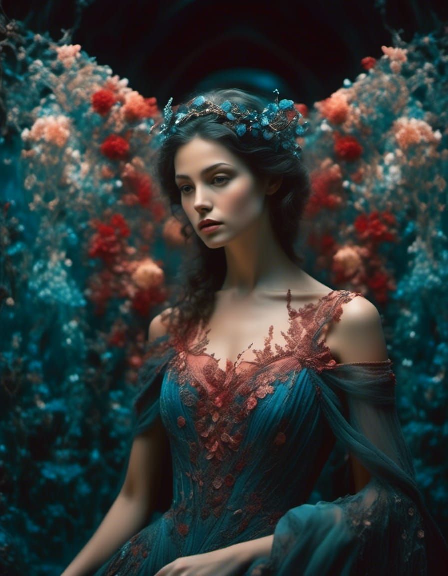 A Beautiful Woman in an Enchanted Garden