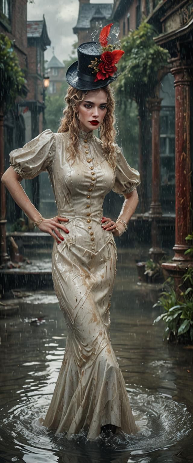 Glamorous Water Nymph in Edwardian Regalia