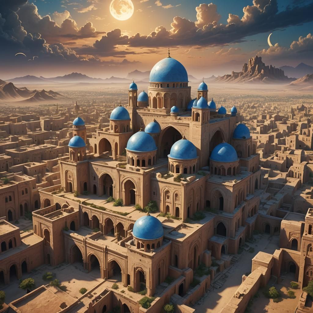 Epic Fantasy Cityscape at Golden Hour