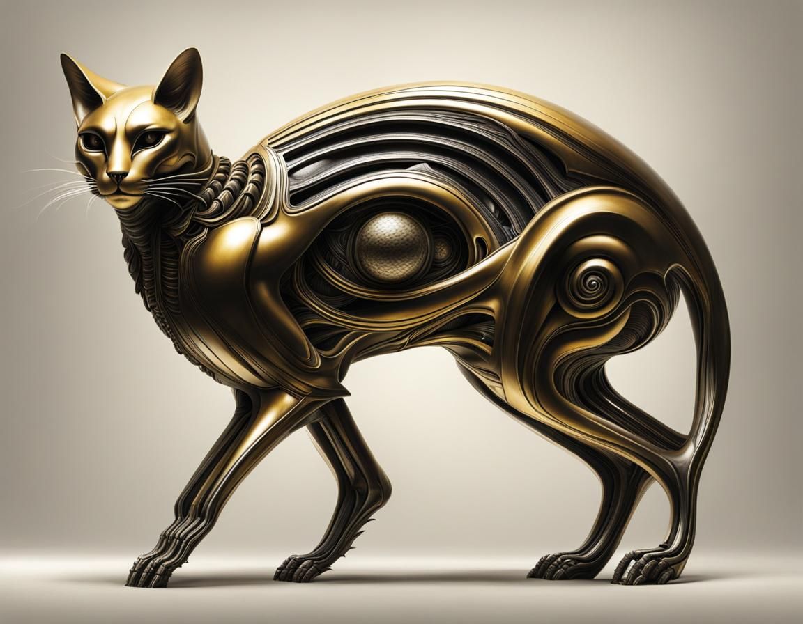Cat in Hans Ruedi Giger alien style
