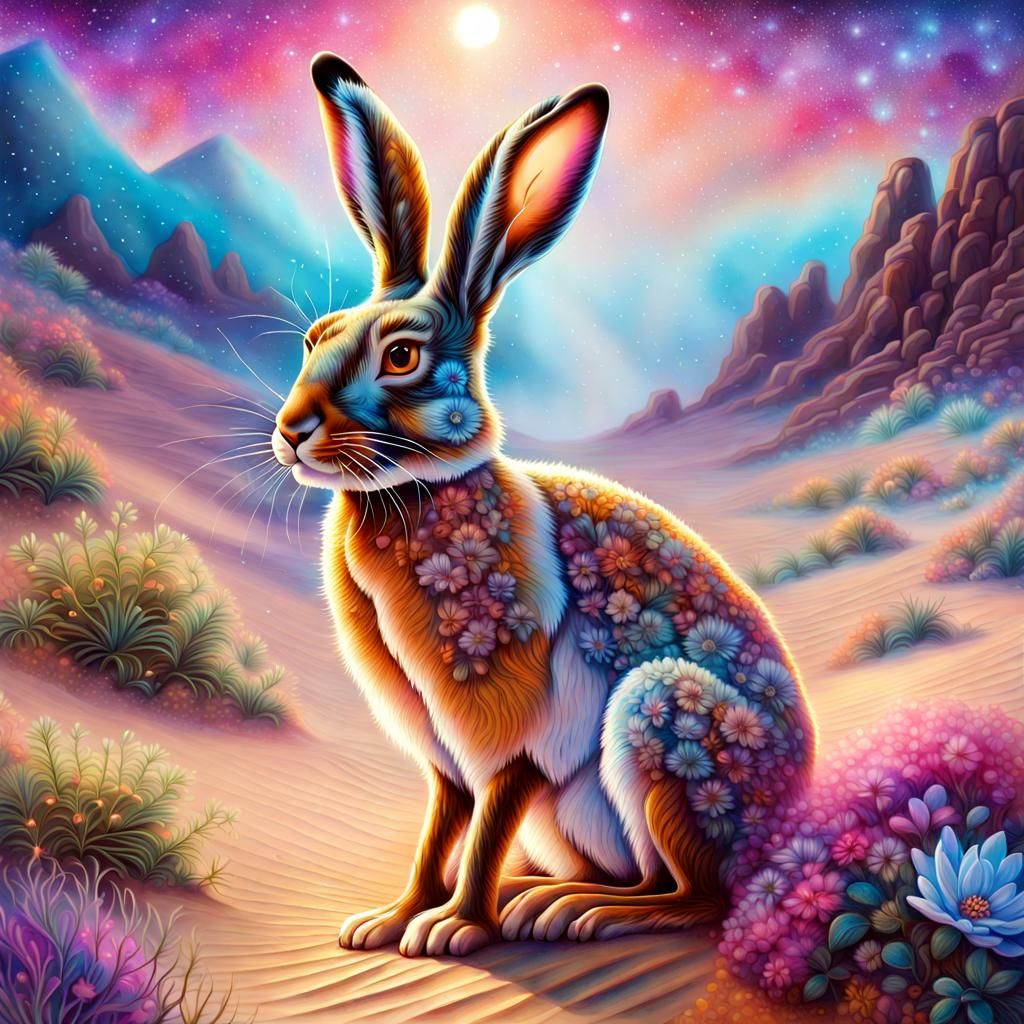 a desert hare in the sand