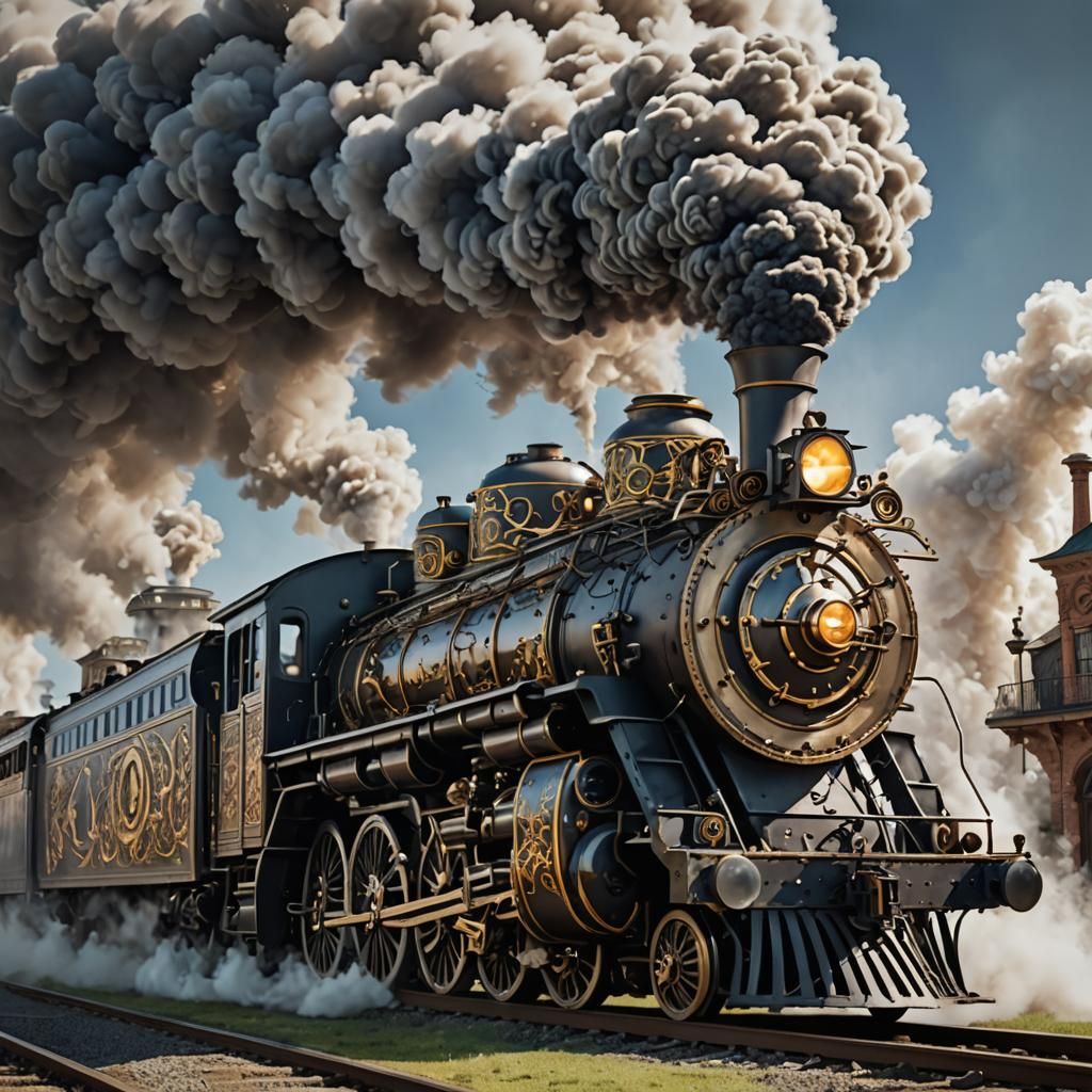 A steam locomotive train.