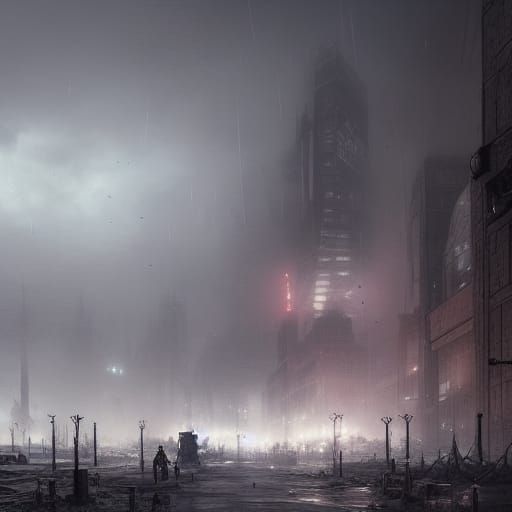 Post-Apocalyptic Cityscape in Nuclear Winter