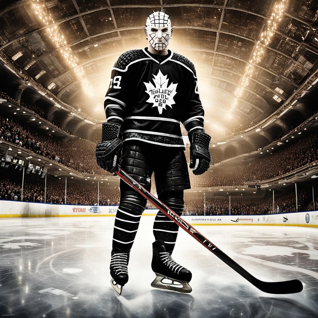 Pinhead as American Hockey Player in Hellraiser Style Unifor...